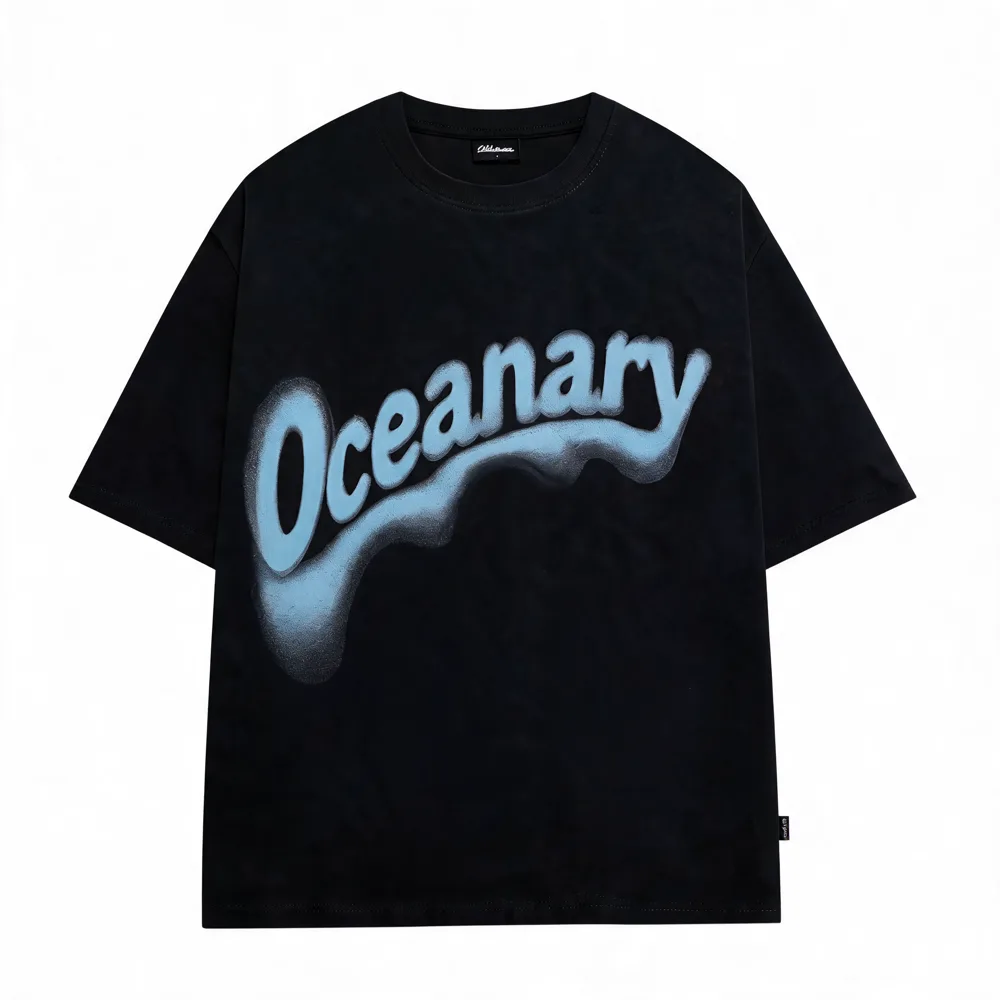 Airbrush Logo Tee in Washed Black