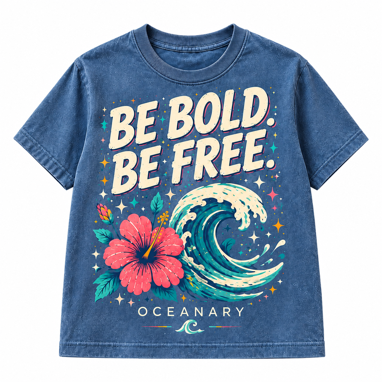 Be Bold Hibiscus Tee - Denim Blue in Denim Blue