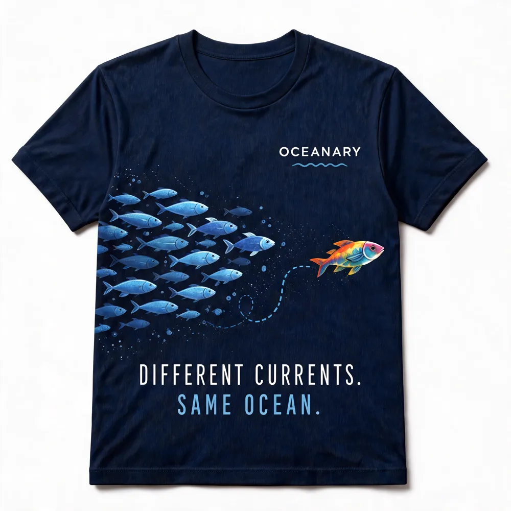 Different Currents Tee in Deep Navy